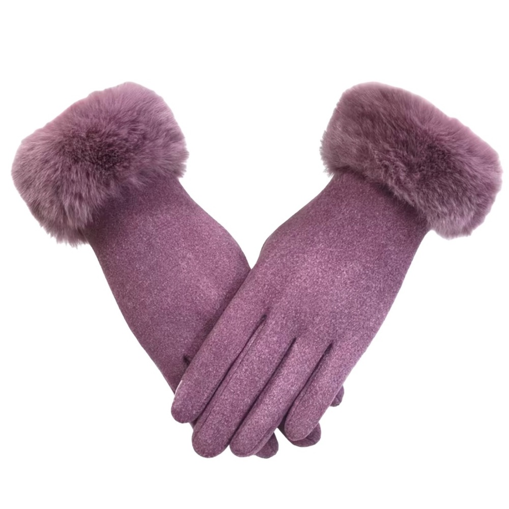 Women’s Fur Cuff Touchscreen Fashion Gloves